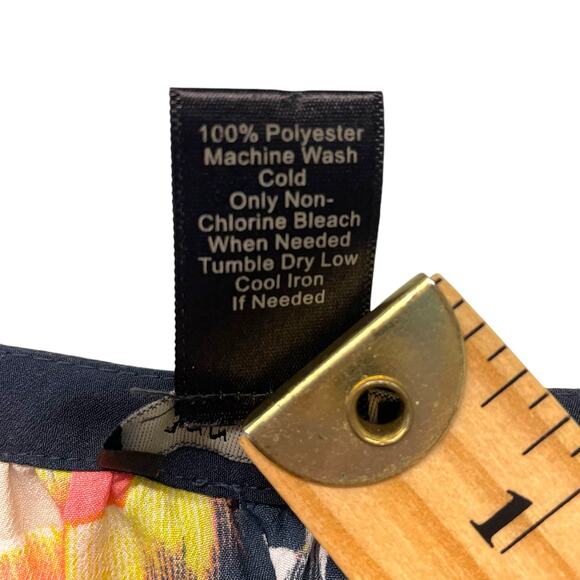 Ann Taylor Factory Womens Multicolor Blouse Splitneck Navy Trim Geometric M - Picture 4 of 7